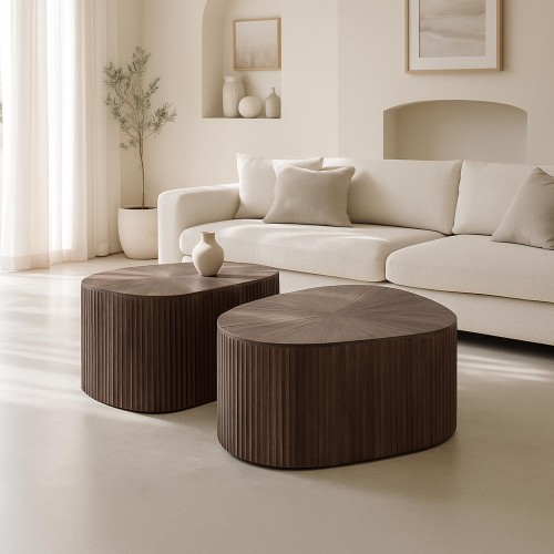 Table en bois de teck forme organique (lot de 2) - Ovo