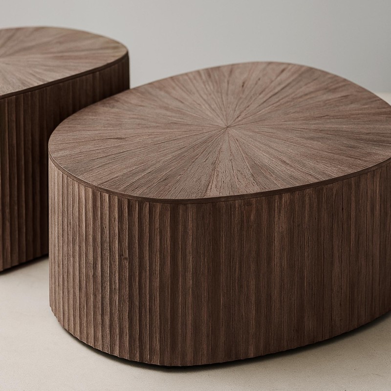 Table en bois de teck forme organique (lot de 2) - Ovo