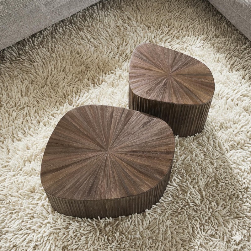 Table en bois de teck forme organique (lot de 2) - Ovo