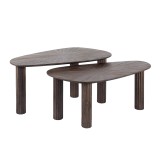 Lot de 2 tables de salon rondes en bois de teck - Ovo
