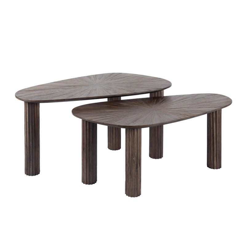 Lot de 2 tables de salon rondes en bois de teck - Ovo