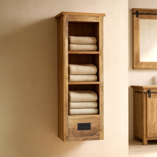 Colonne de salle de bain bois et métal - Paris