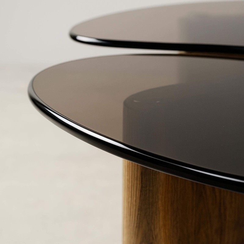 Table de salon forme organique avec plateau en verre (lot de 2) - Tinto