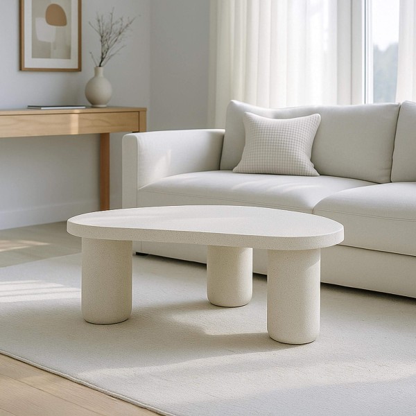 Table basse design blanche en marbre composite - Arco