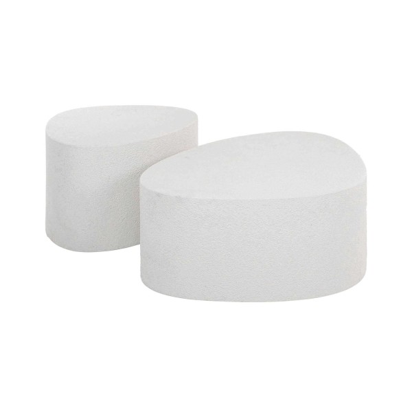 Table basse design blanche en marbre composite (lot de 2) - Arco