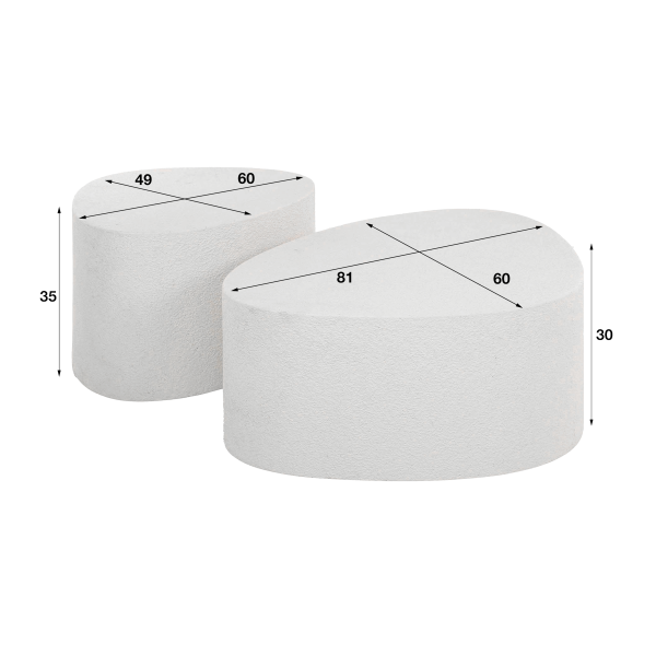 Table basse design blanche en marbre composite (lot de 2) - Arco