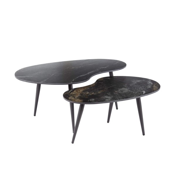 Set de 2 tables basses de forme organique en céramique