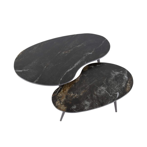 Set de 2 tables basses de forme organique en céramique