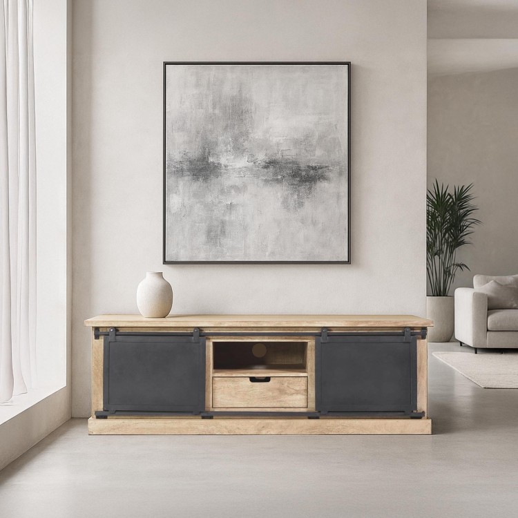 Meuble tv bois massif et metal style industriel​ 150 cm - Detroit
