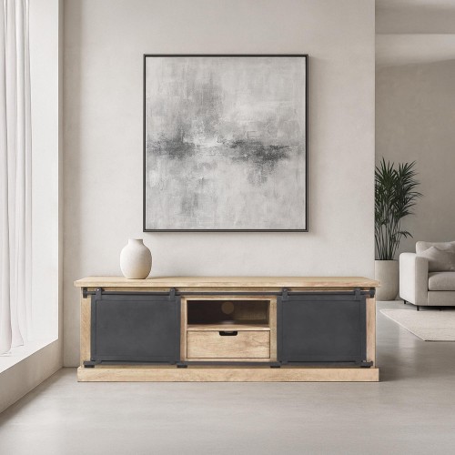 Meuble tv bois massif et metal style industriel​ 150 cm - Detroit