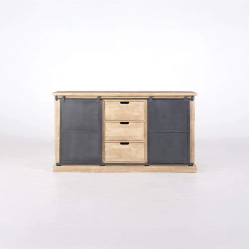 Buffet style industriel​ en bois massif et métal 150 cm - Detroit