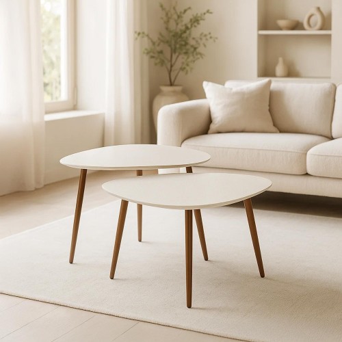 Table basse design blanche en marbre composite (lot de 2) - Arco