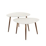 Table basse design blanche en marbre composite (lot de 2) - Arco