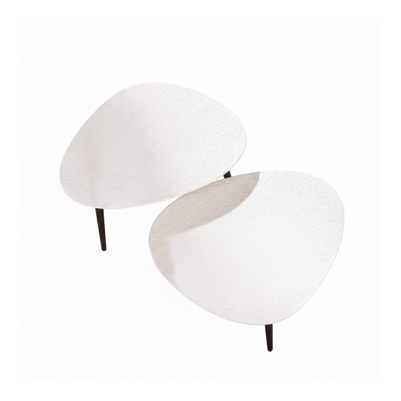 Table basse design blanche en marbre composite (lot de 2) - Arco