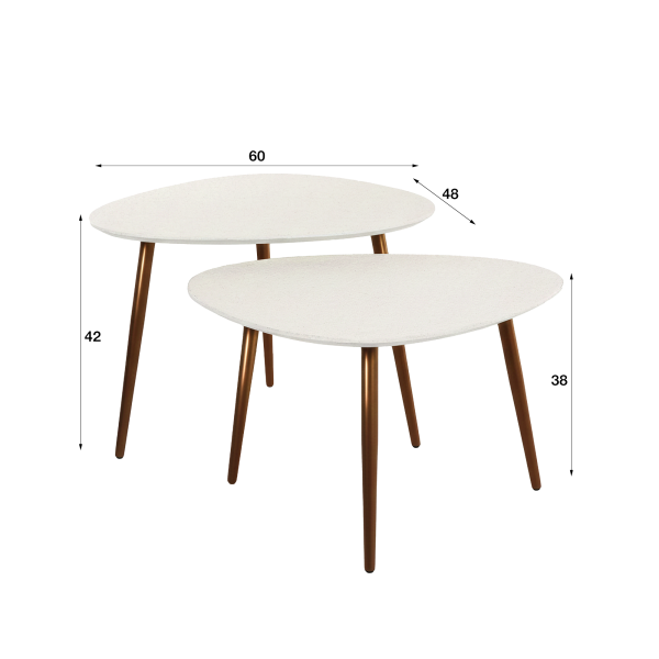 Table basse design blanche en marbre composite (lot de 2) - Arco