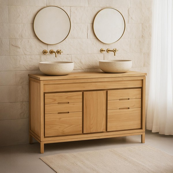 Meuble sous vasque en bois massif 120 cm - Ashwini