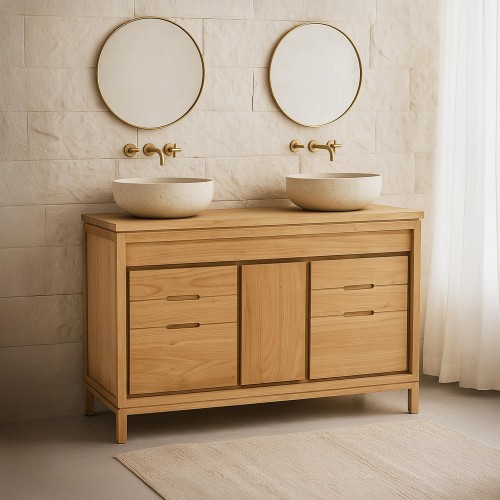 Meuble sous vasque en bois massif 120 cm - Ashwini