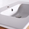 Meuble de salle de bain simple vasque en bois massif, blanc brillant - Ashwini