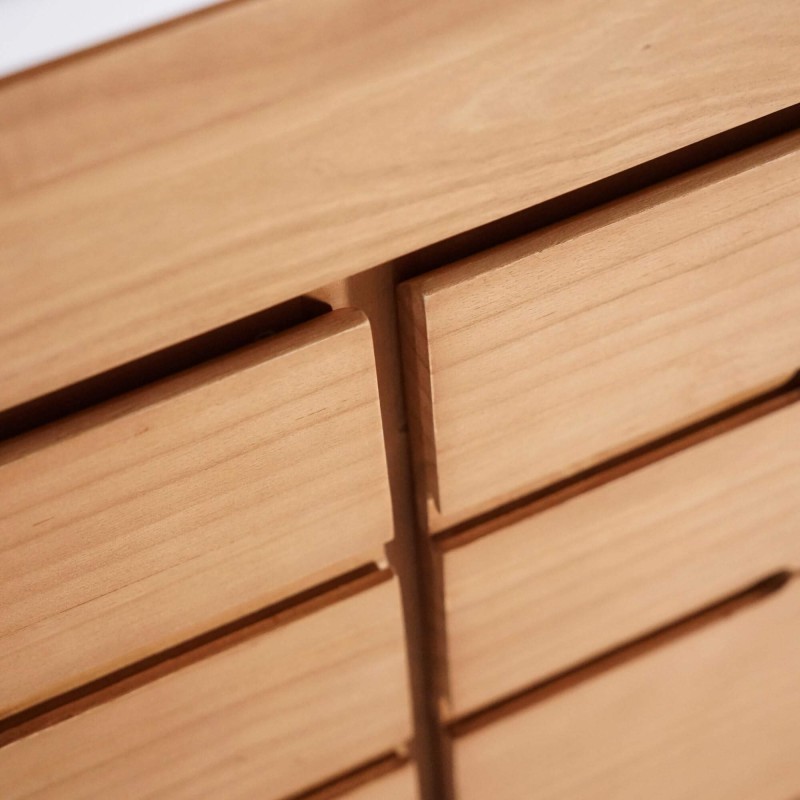 Meuble de salle de bain simple vasque en bois massif, blanc brillant - Ashwini