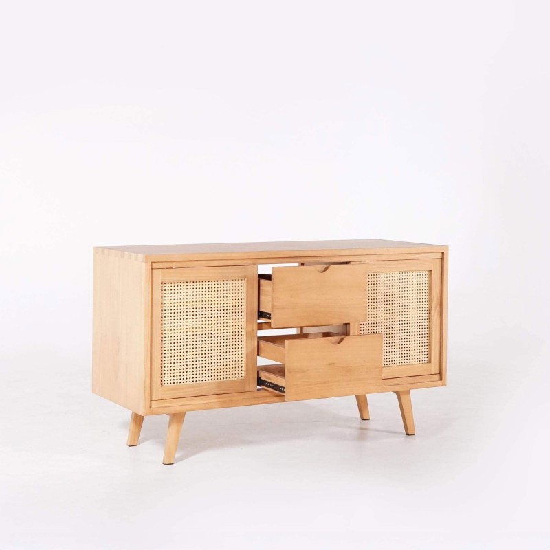 Meuble salle de bain en bois massif sur pieds 140 cm - Anaya