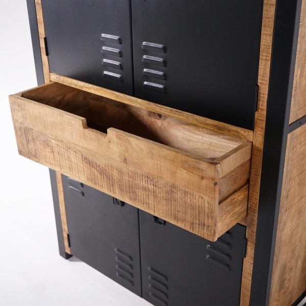 Armoire en bois massif de manguier et porte en métal 60 cm - Kansas