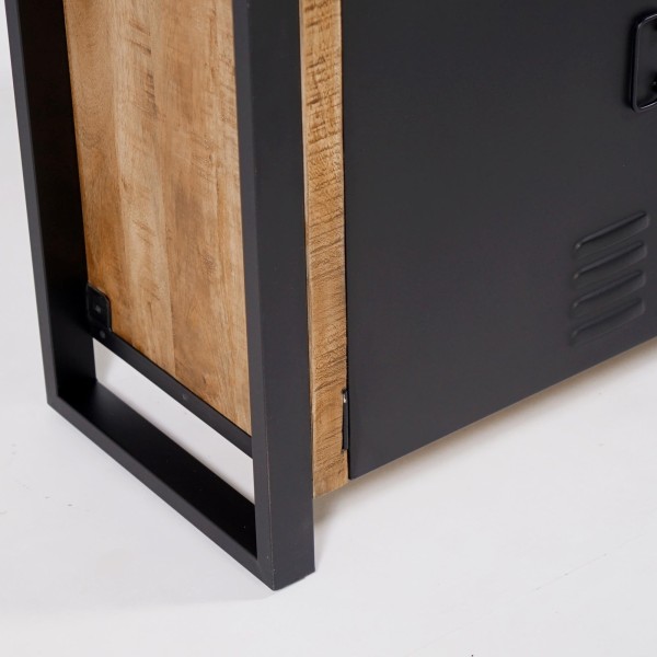 Armoire en bois massif de manguier et porte en métal 60 cm - Kansas