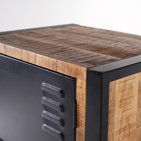 Armoire en bois massif de manguier et porte en métal 60 cm - Kansas