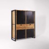 Armoire en bois massif de manguier et porte en métal 130 cm - Kansas