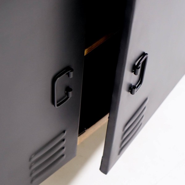 Armoire en bois massif de manguier et porte en métal 130 cm - Kansas