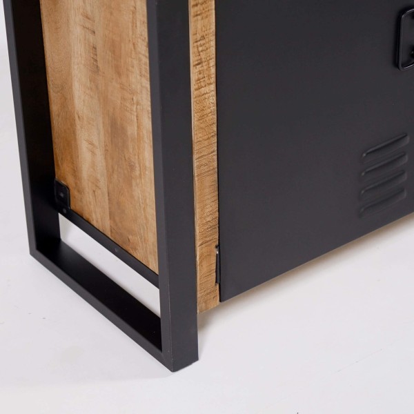 Armoire en bois massif de manguier et porte en métal 130 cm - Kansas