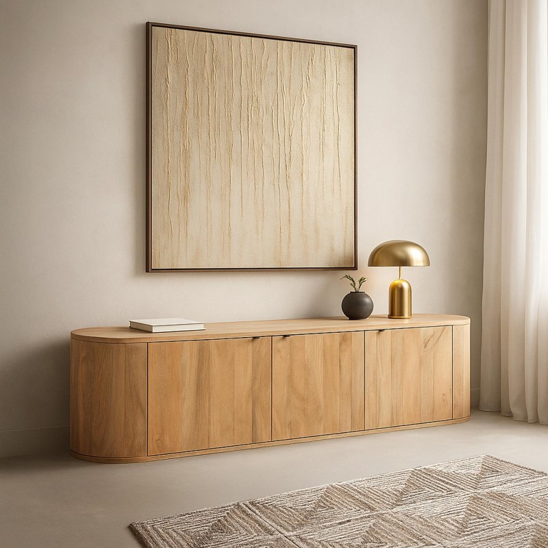 Meuble TV en bois massif 200 cm - Timea