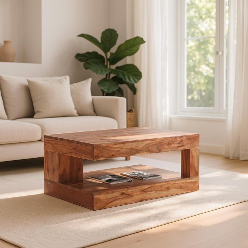 Table basse rectangulaire en bois massif d'acacia - Kora