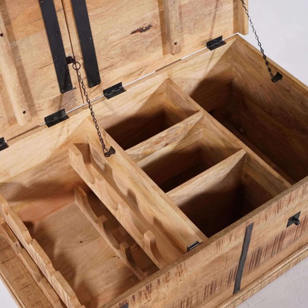 Table de salon coffre de rangement en bois massif