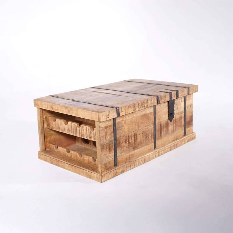 Table de salon coffre de rangement en bois massif