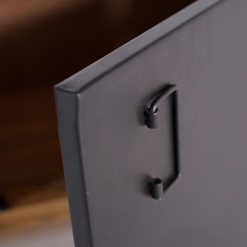 Meuble TV en bois massif manguier et porte en métal 180 cm - Kansas