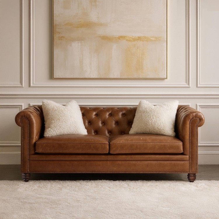 Canapé Chesterfield cuir 3 places