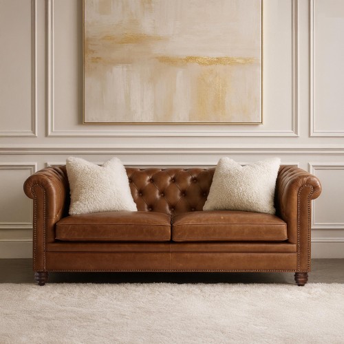 Canapé Chesterfield cuir 3 places