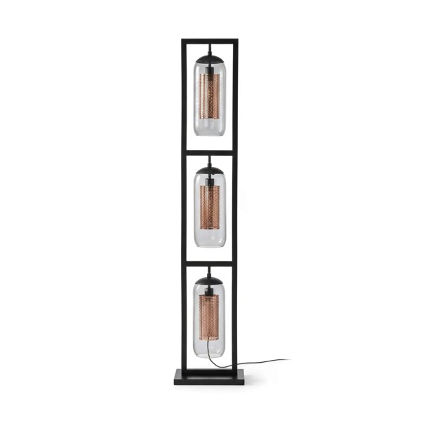 Lampadaire de salon avec abat-jours en verre fumé soufflé - Brila