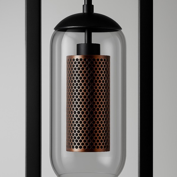 Lampadaire de salon avec abat-jours en verre fumé soufflé - Brila