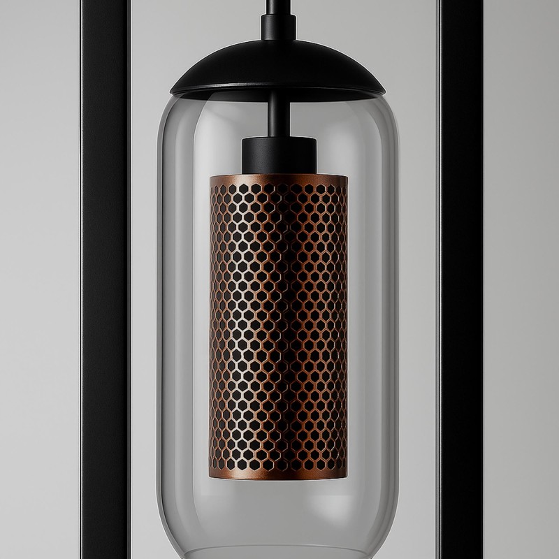 Lampadaire de salon avec abat-jours en verre fumé soufflé - Brila