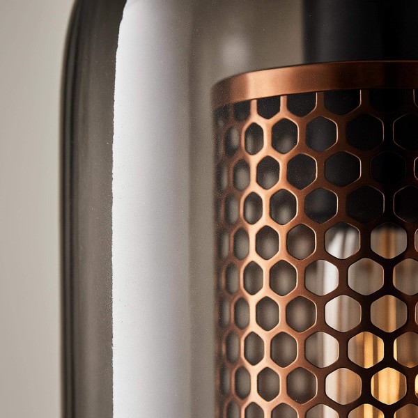 Lampe suspendue avec abat-jours en verre fumé soufflé - Brila