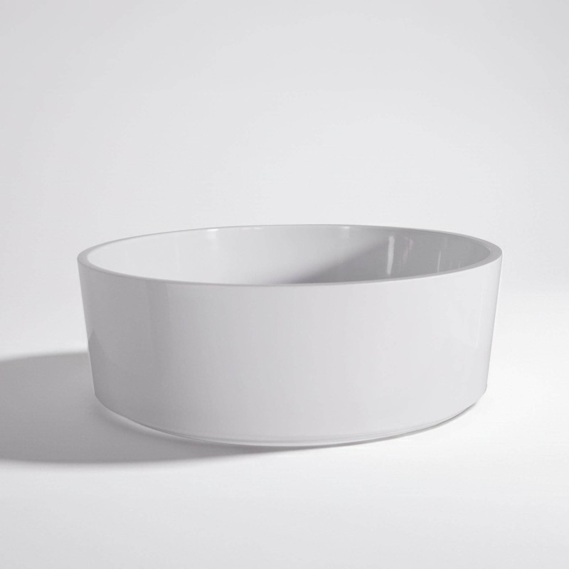 Vasque ronde en céramique ronde, blanc brillant - Rundo