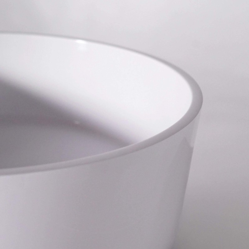 Vasque ronde en céramique ronde, blanc brillant - Rundo