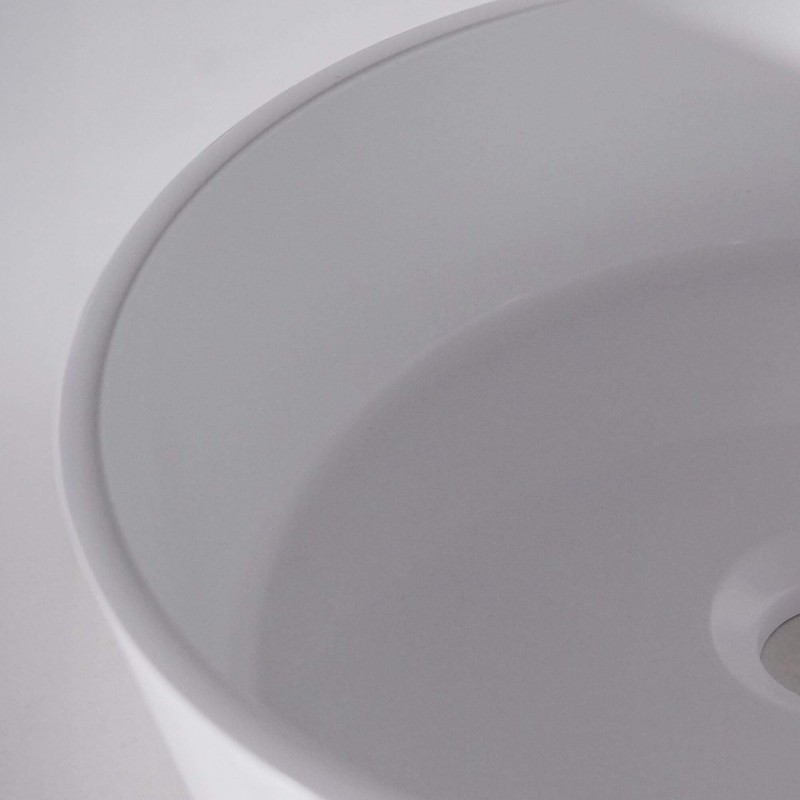 Vasque ronde en céramique ronde, blanc brillant - Rundo