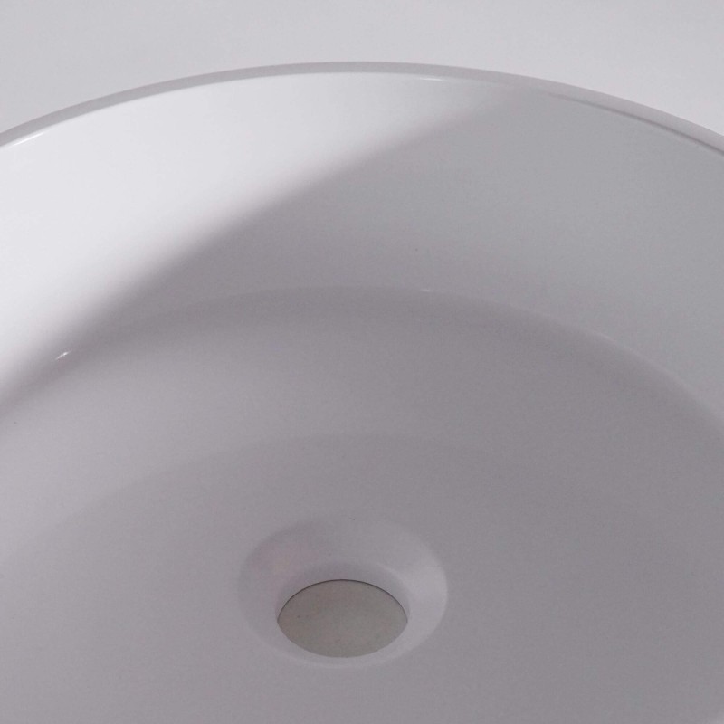 Vasque à poser pour salle de bain ronde, blanc brillant, résine composite - Rundo