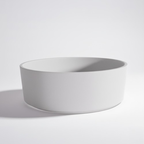 Vasque ronde en céramique ronde, blanc mat - Rundo
