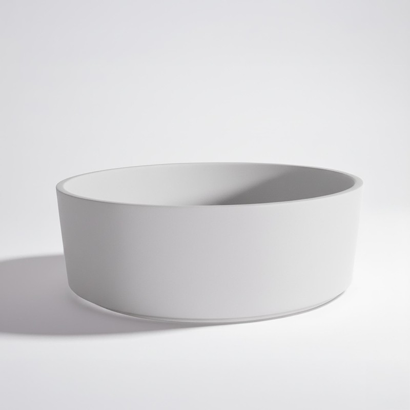 Vasque ronde en céramique ronde, blanc mat - Rundo