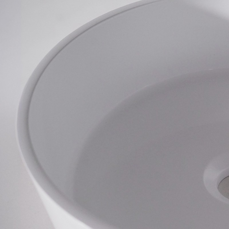 Vasque ronde en céramique ronde, blanc mat - Rundo