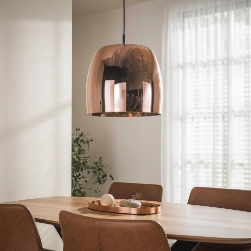 Luminaire en suspension avec abat-jour en verre cuivré - Opala