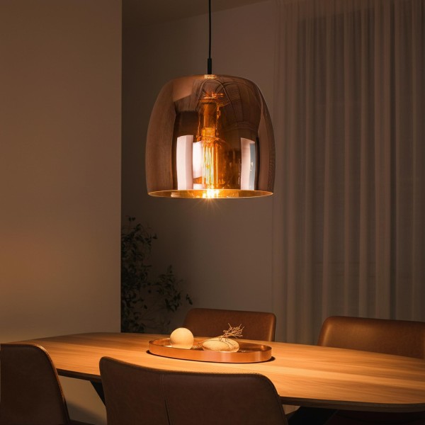 Luminaire en suspension avec abat-jour en verre cuivré - Opala